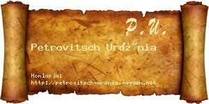 Petrovitsch Uránia névjegykártya